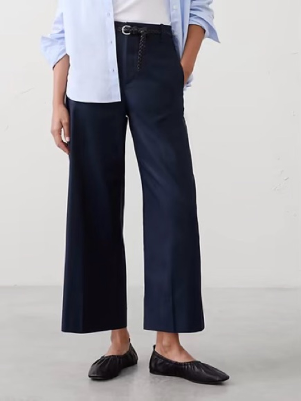 Banana Republic | Navy Wide-Leg High Rise Crop Trousers | Sz 6